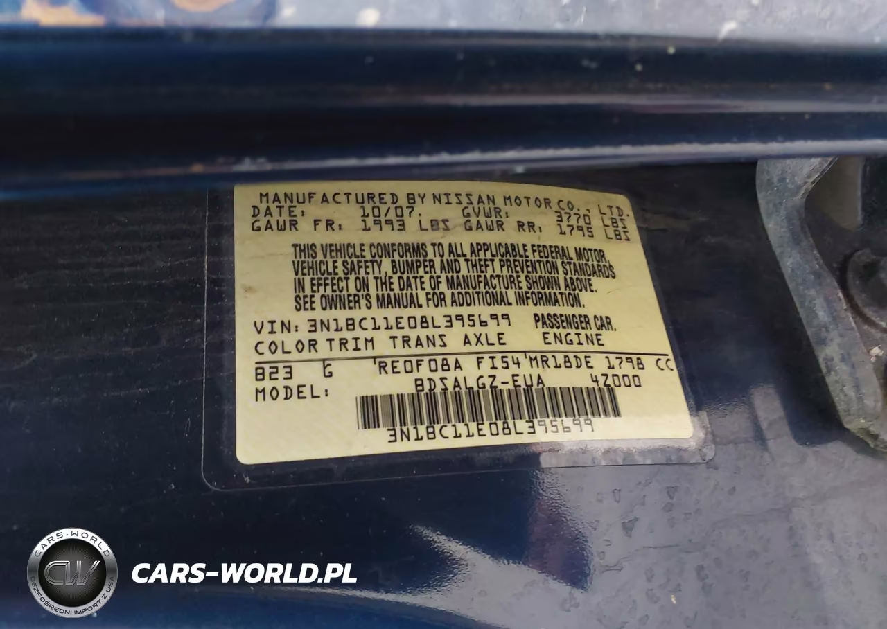 2008 Nissan Versa 1.8Sl VIN:3N1BC11E08L395699 - 9