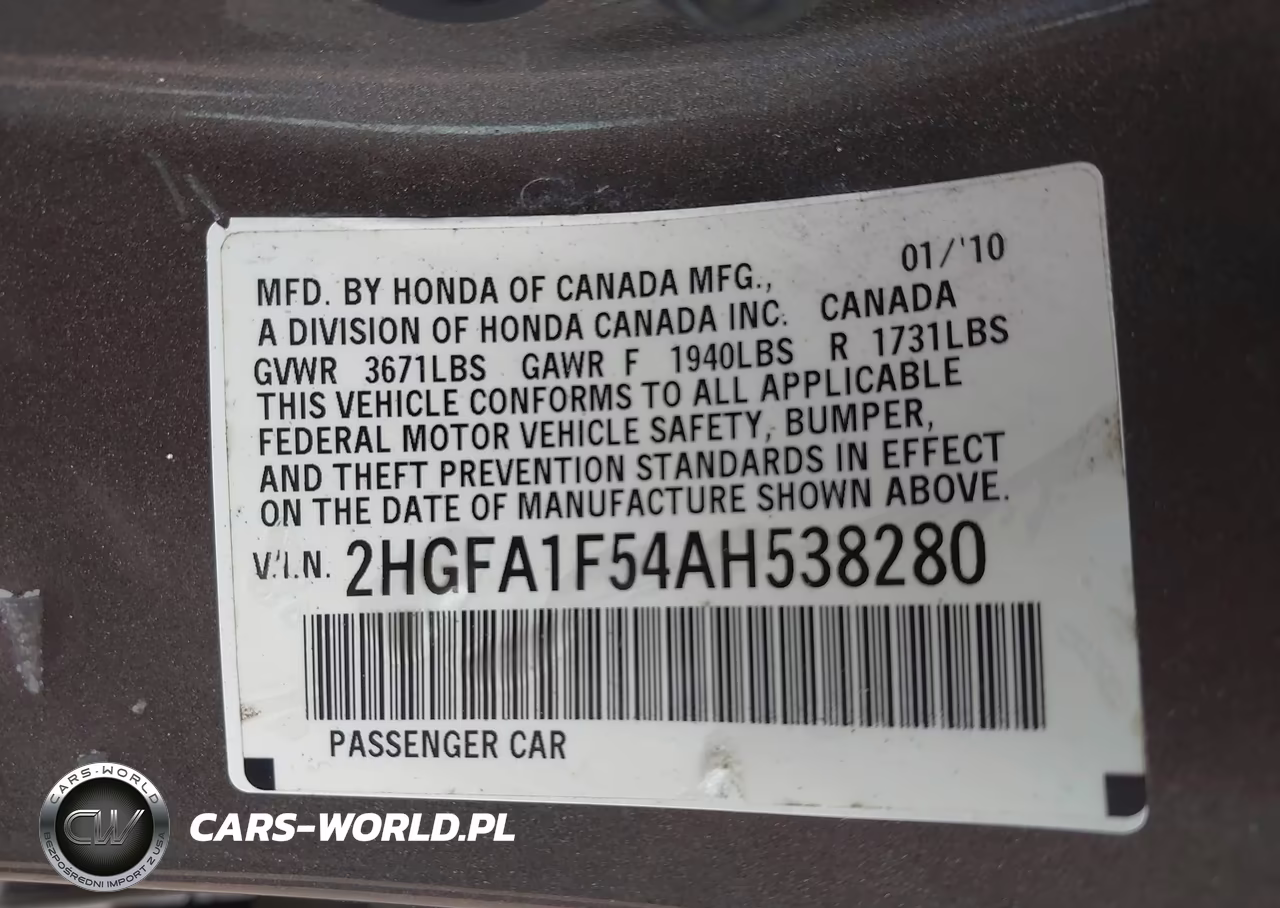 2010 Honda Civic Lx VIN:2HGFA1F54AH538280 - 9