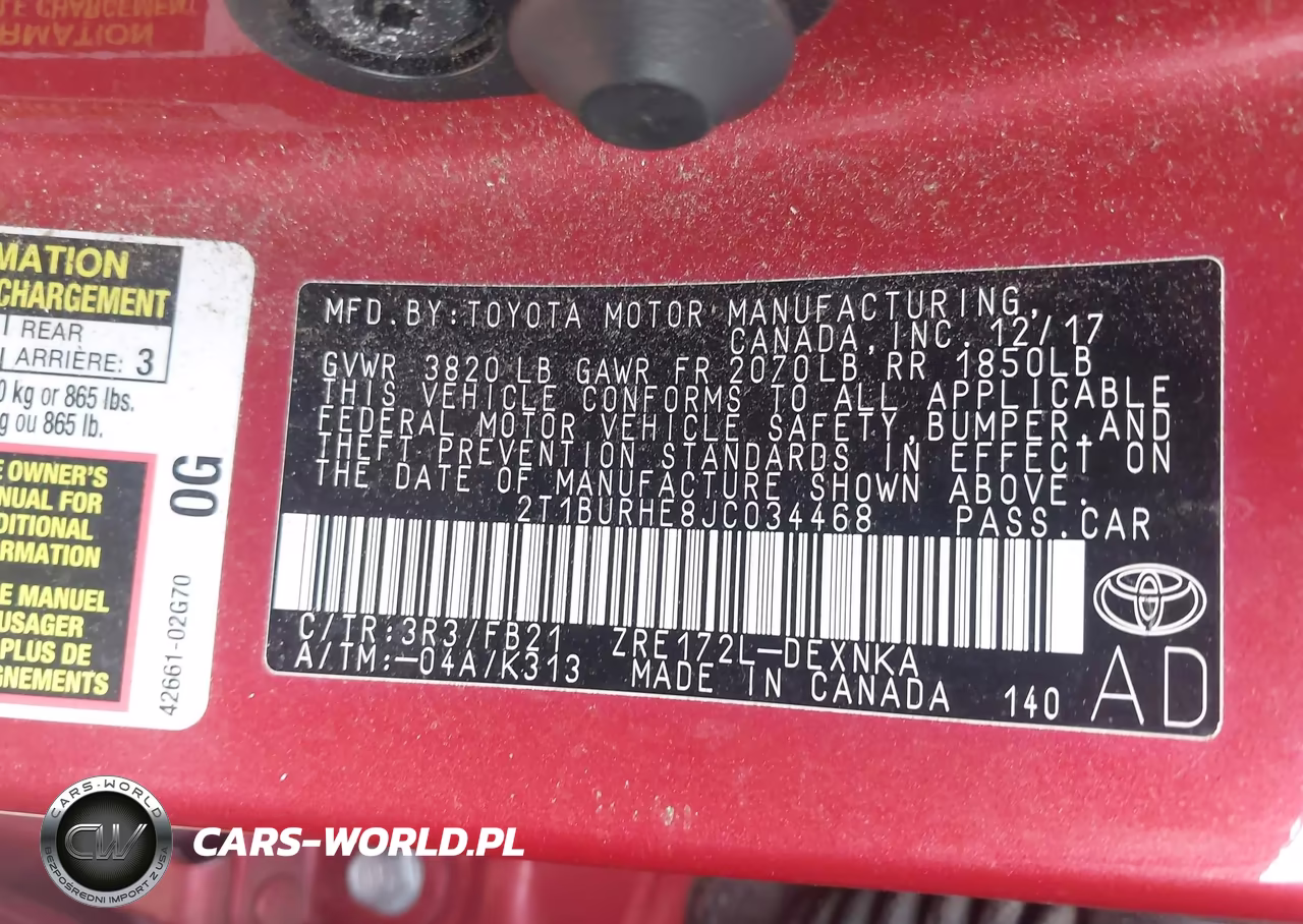 2018 Toyota Corolla Le VIN:2T1BURHE8JC034468 - 9