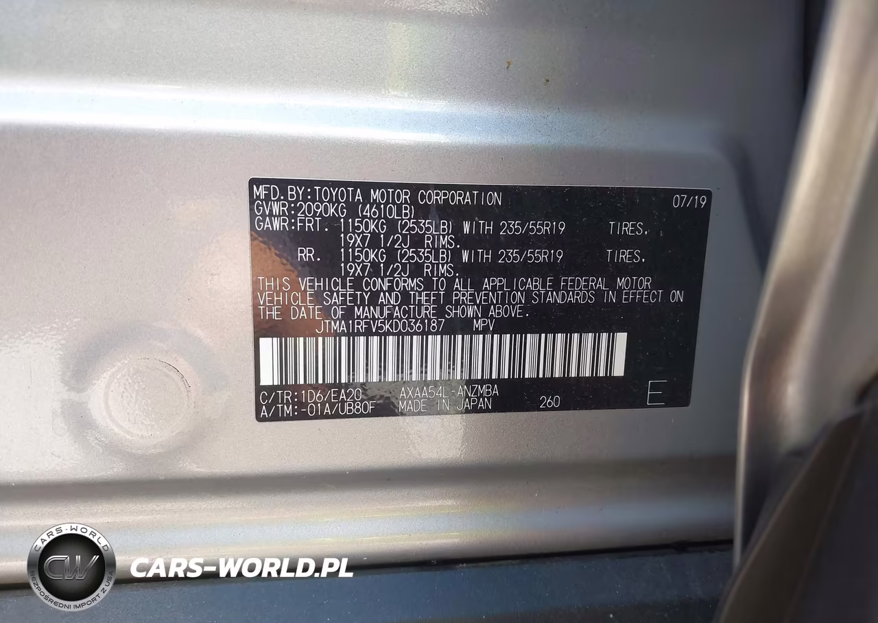 2019 Toyota Rav4 Xle Premium VIN:JTMA1RFV5KD036187 - 9