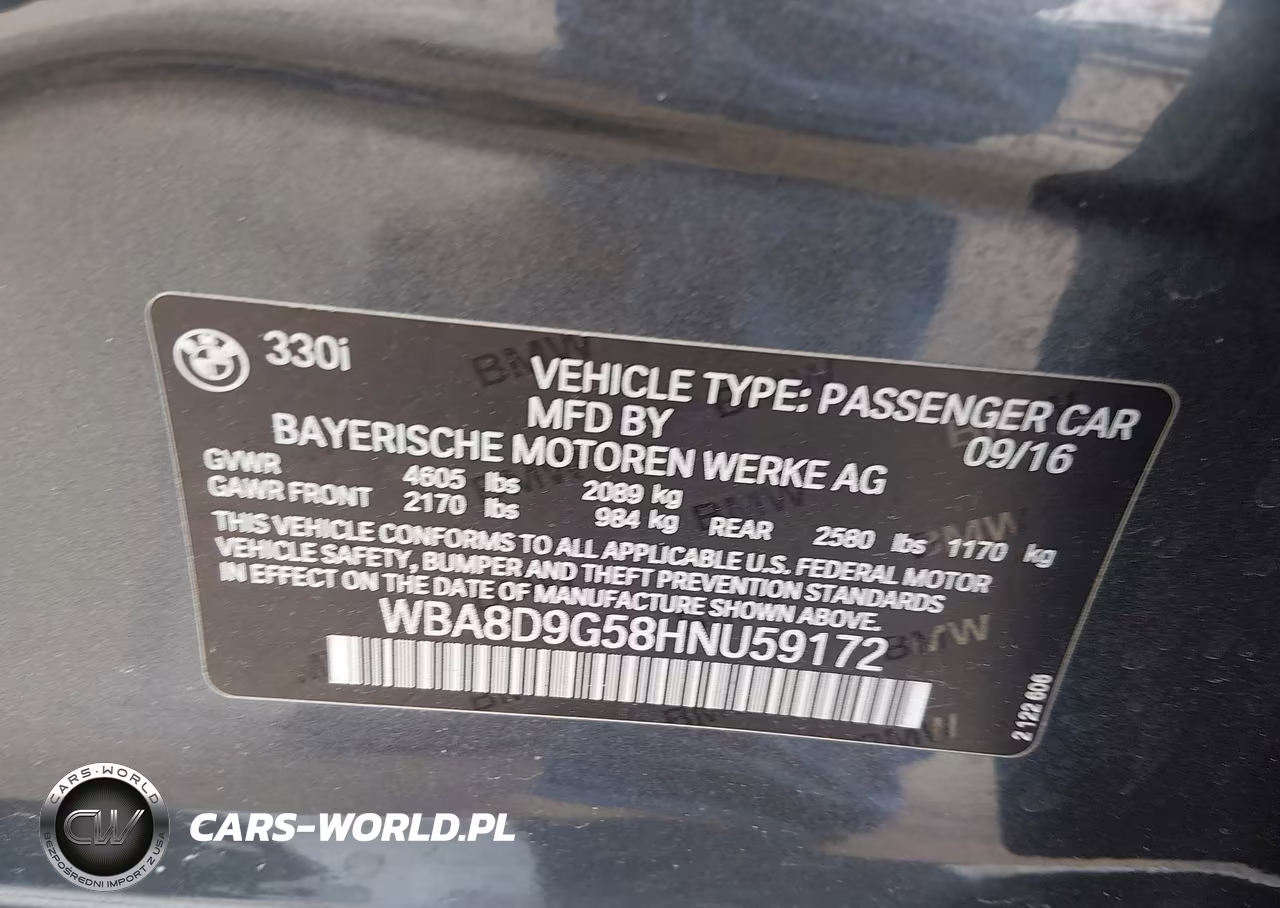 2017 BMW 330I xDrive VIN:WBA8D9G58HNU59172 - 9
