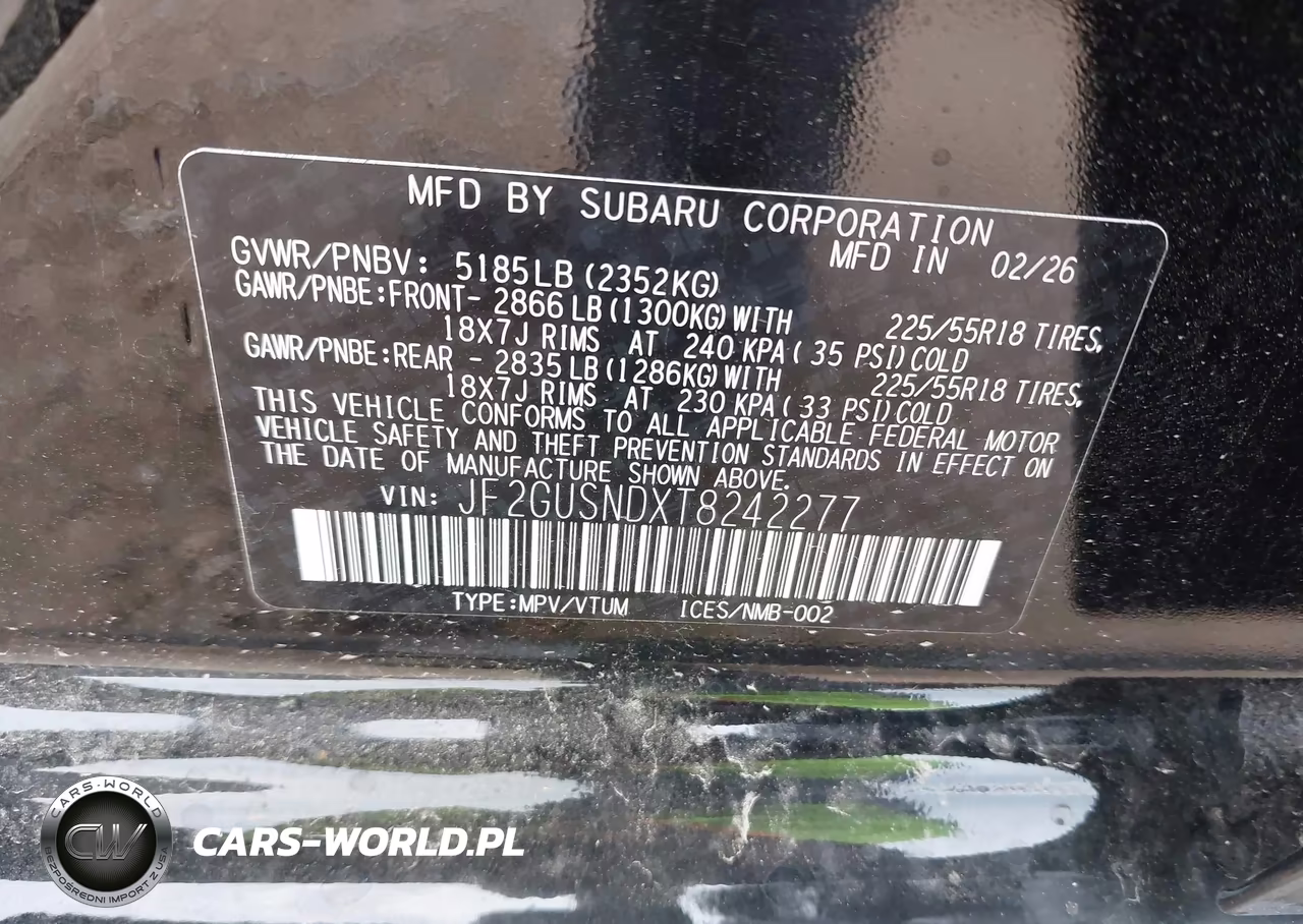 2026 Subaru Crosstrek Limited VIN:JF2GUSNDXT8242277 - 9