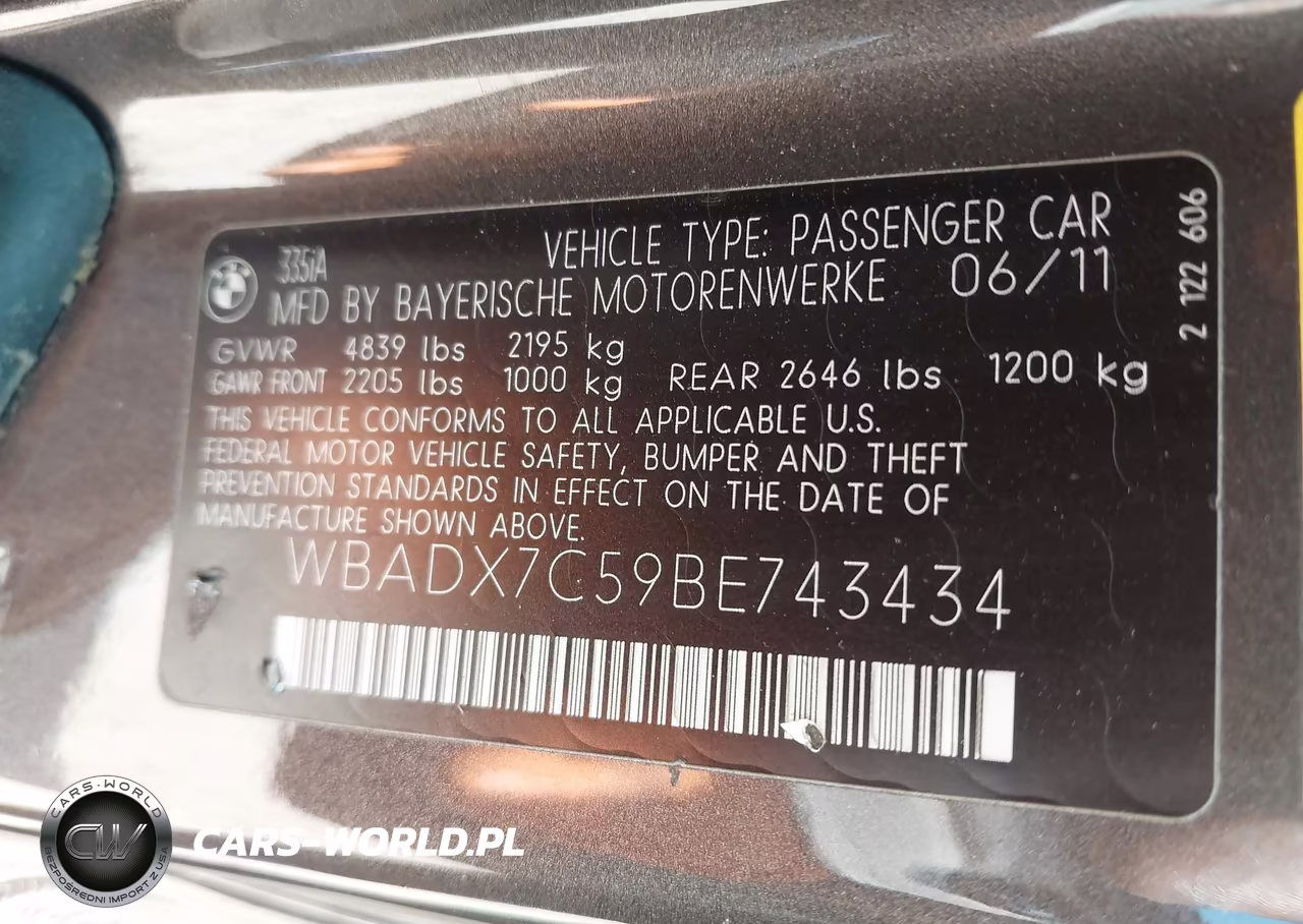 2011 BMW 335I VIN:WBADX7C59BE743434 - 9