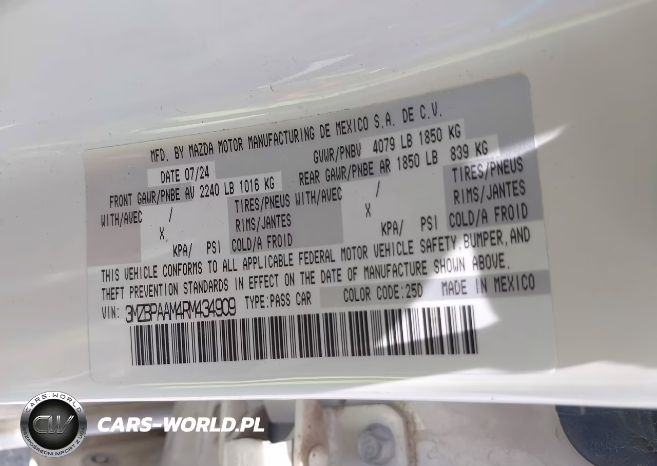 2024 Mazda Mazda3 2.5 S VIN:3MZBPAAM4RM434909 - 9