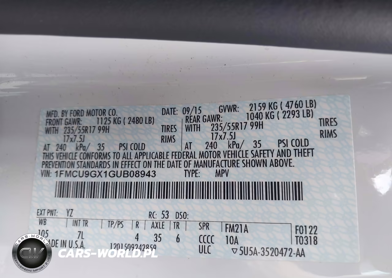 2016 Ford Escape Se VIN:1FMCU9GX1GUB08943 - 9