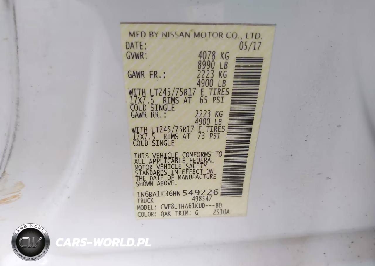 2017 Nissan Titan Xd Sv Diesel VIN:1N6BA1F36HN549226 - 9