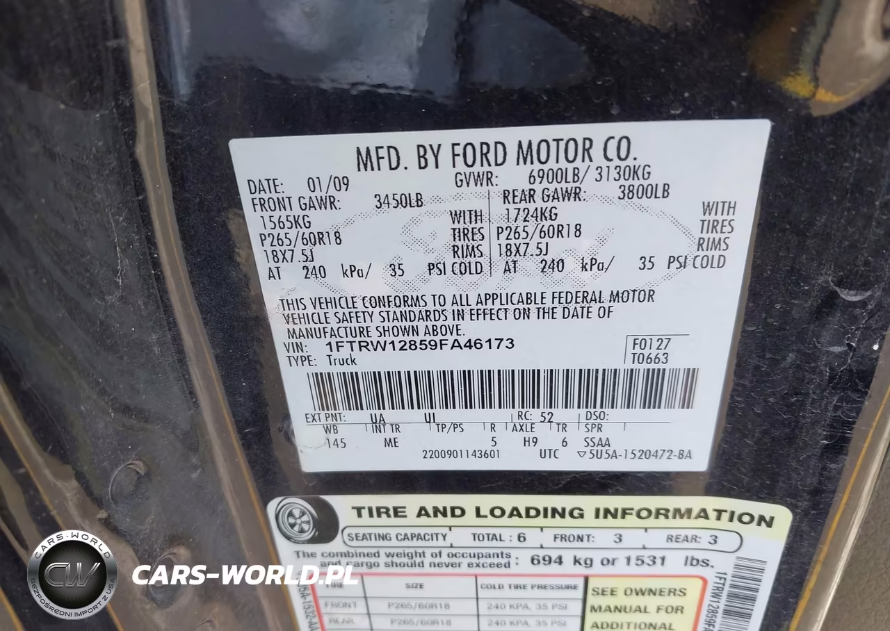 2009 Ford F-150 Xl-Xlt VIN:1FTRW12859FA46173 - 9