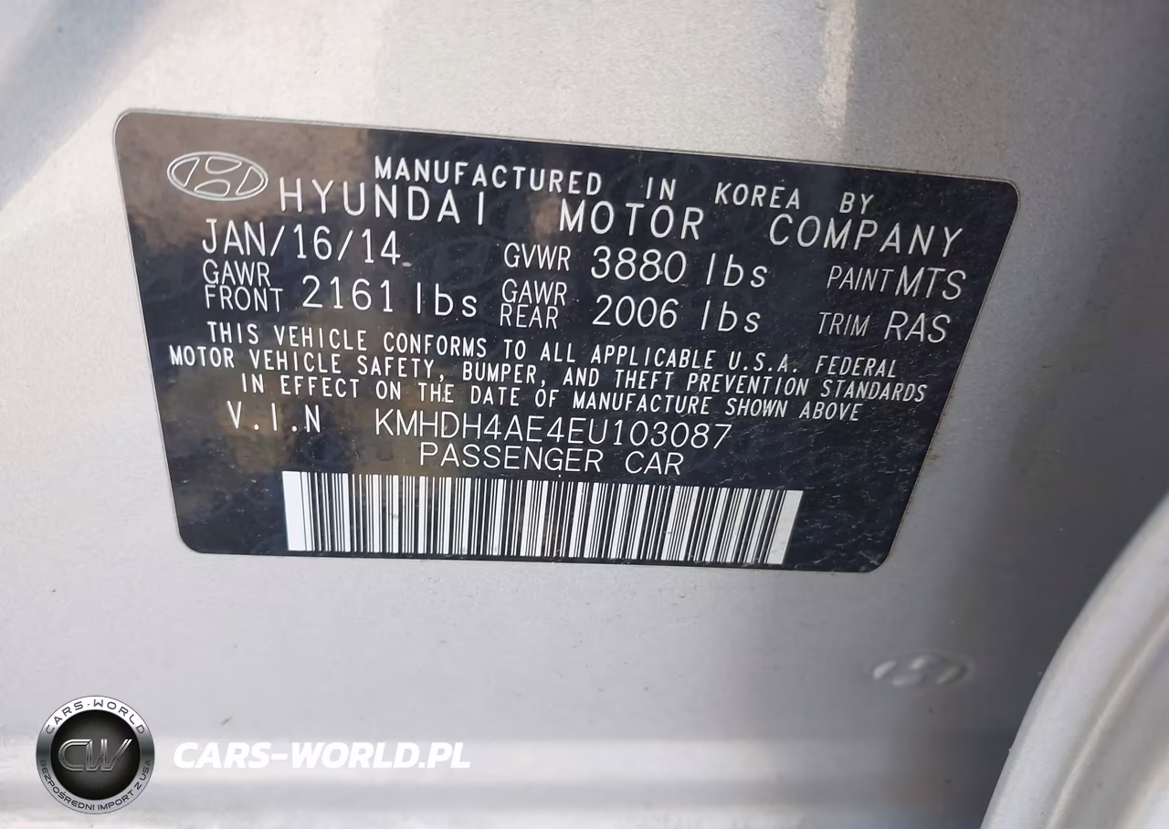 2014 Hyundai Elantra Se VIN:KMHDH4AE4EU103087 - 9