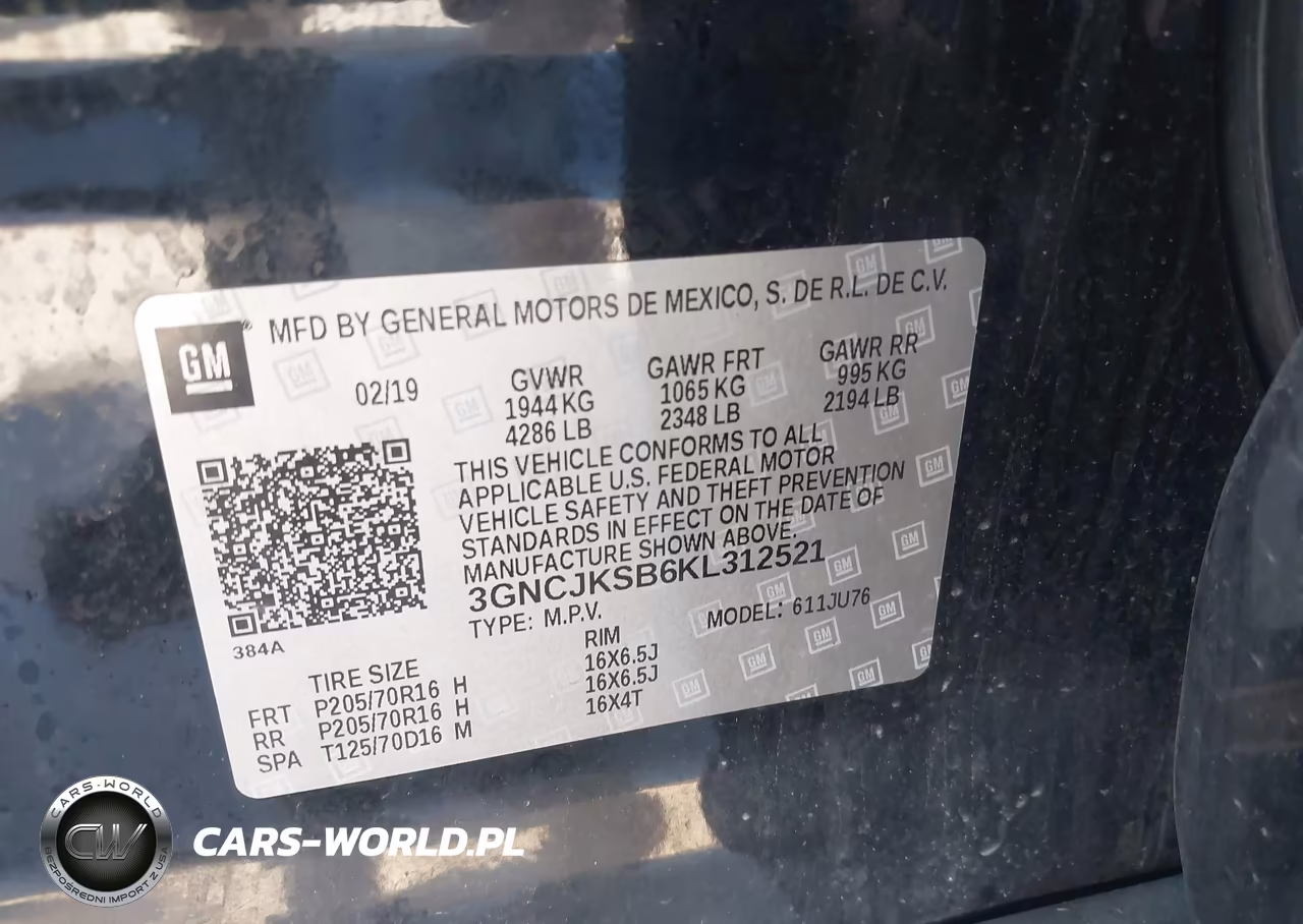 2019 Chevrolet Trax Ls VIN:3GNCJKSB6KL312521 - 9
