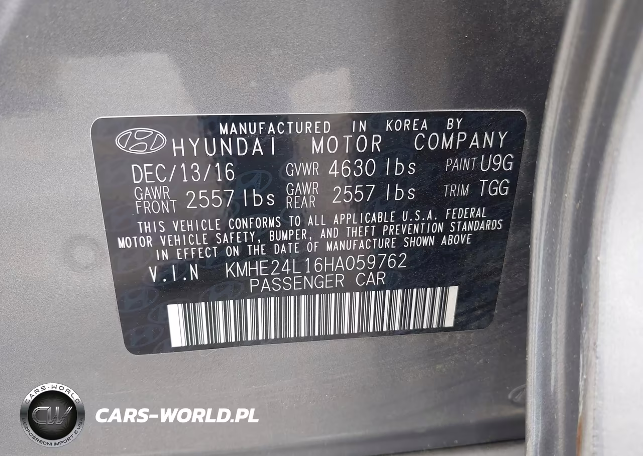 2017 Hyundai Sonata Hybrid Se VIN:KMHE24L16HA059762 - 9
