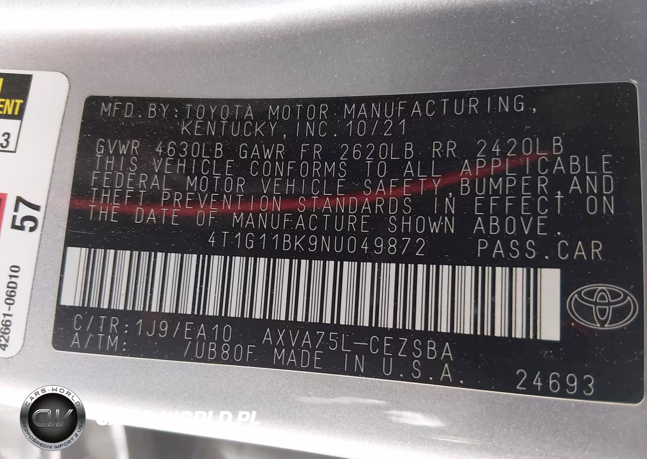 2022 Toyota Camry Se Awd VIN:4T1G11BK9NU049872 - 9