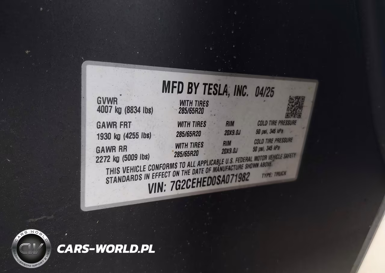 2025 Tesla Cybertruck All-Wheel Drive VIN:7G2CEHED0SA071982 - 9