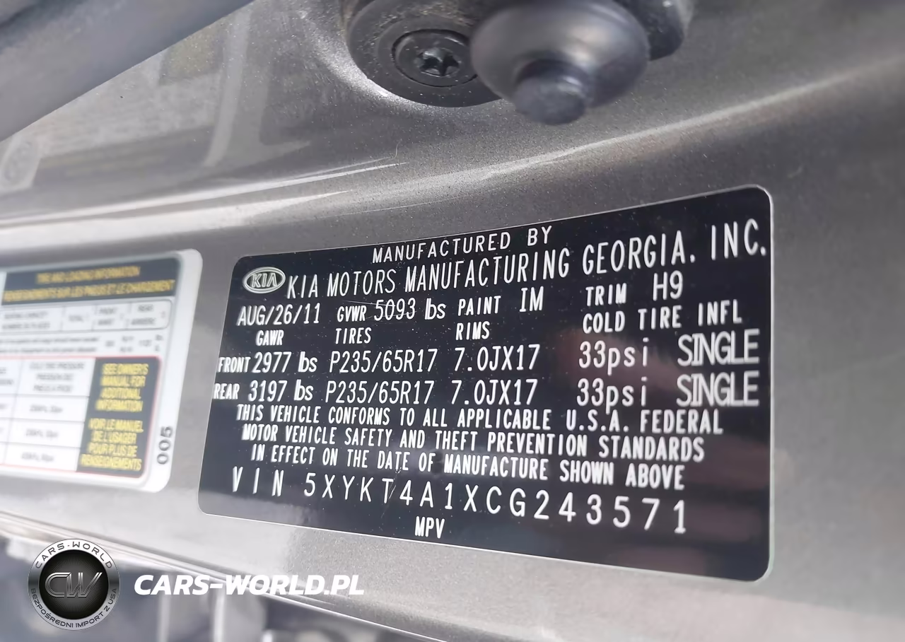 2012 Kia Sorento Lx VIN:5XYKT4A1XCG243571 - 9