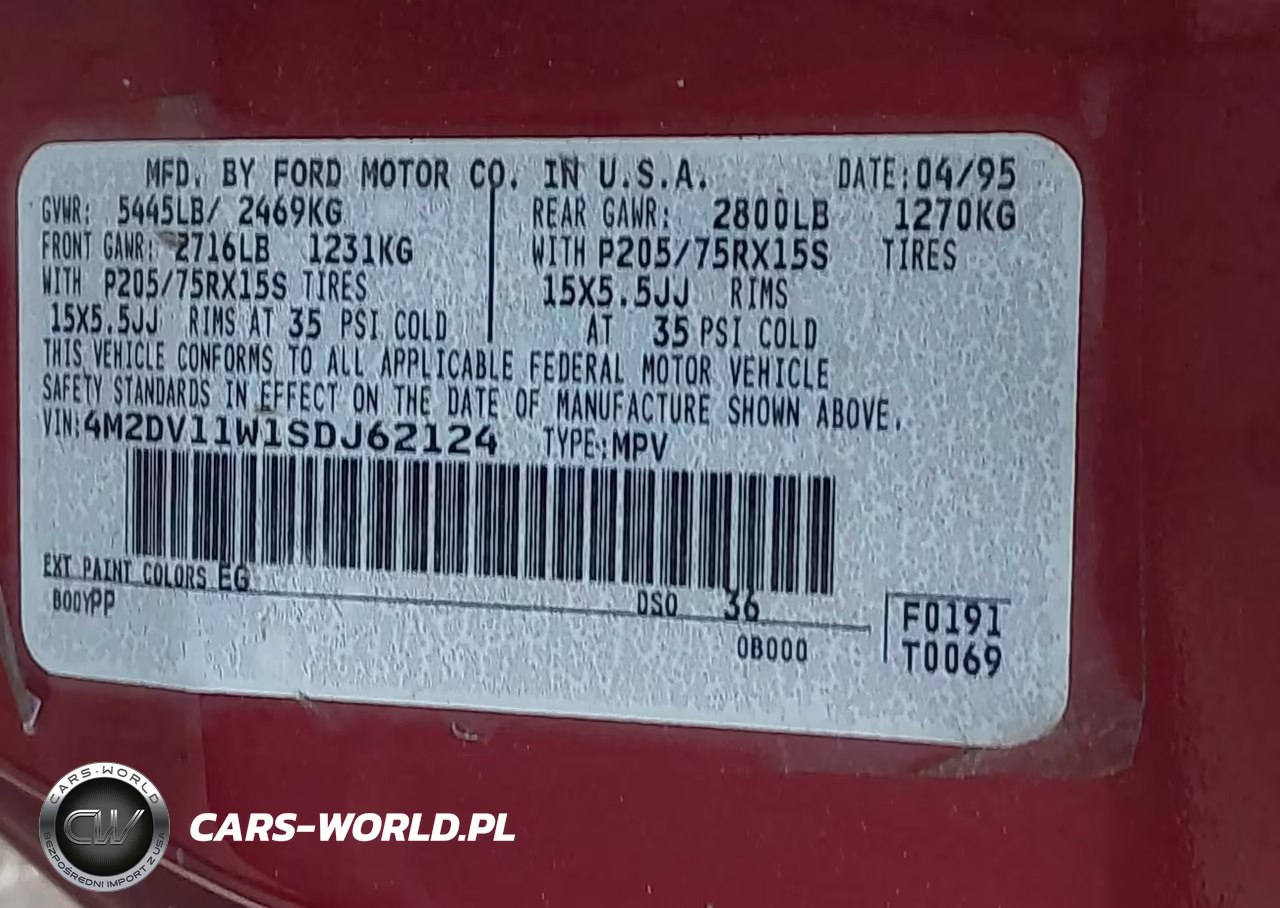 1995 Mercury Villager VIN:4M2DV11W1SDJ62124 - 9