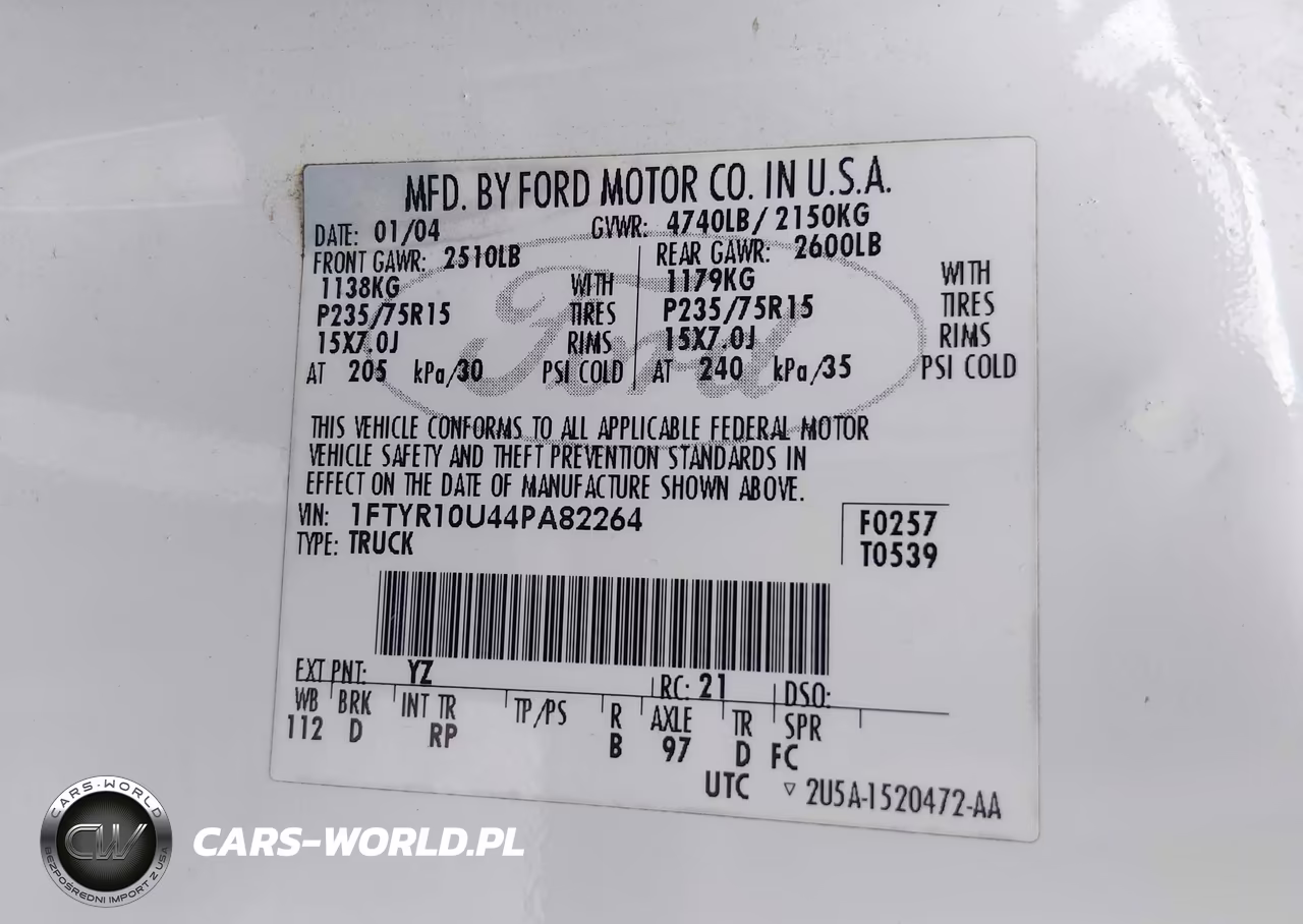 2004 Ford Ranger Edge-Xl-Xlt VIN:1FTYR10U44PA82264 - 9