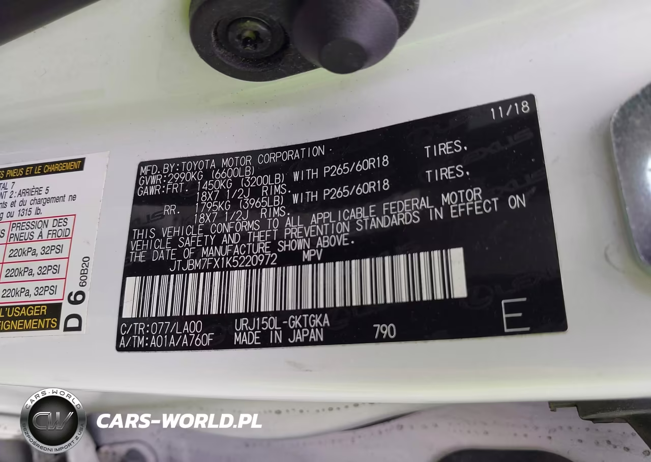 2019 Lexus Gx 460 Premium VIN:JTJBM7FX1K5220972 - 9