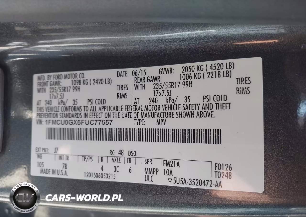 2015 Ford Escape Se VIN:1FMCU0GX6FUC77057 - 9