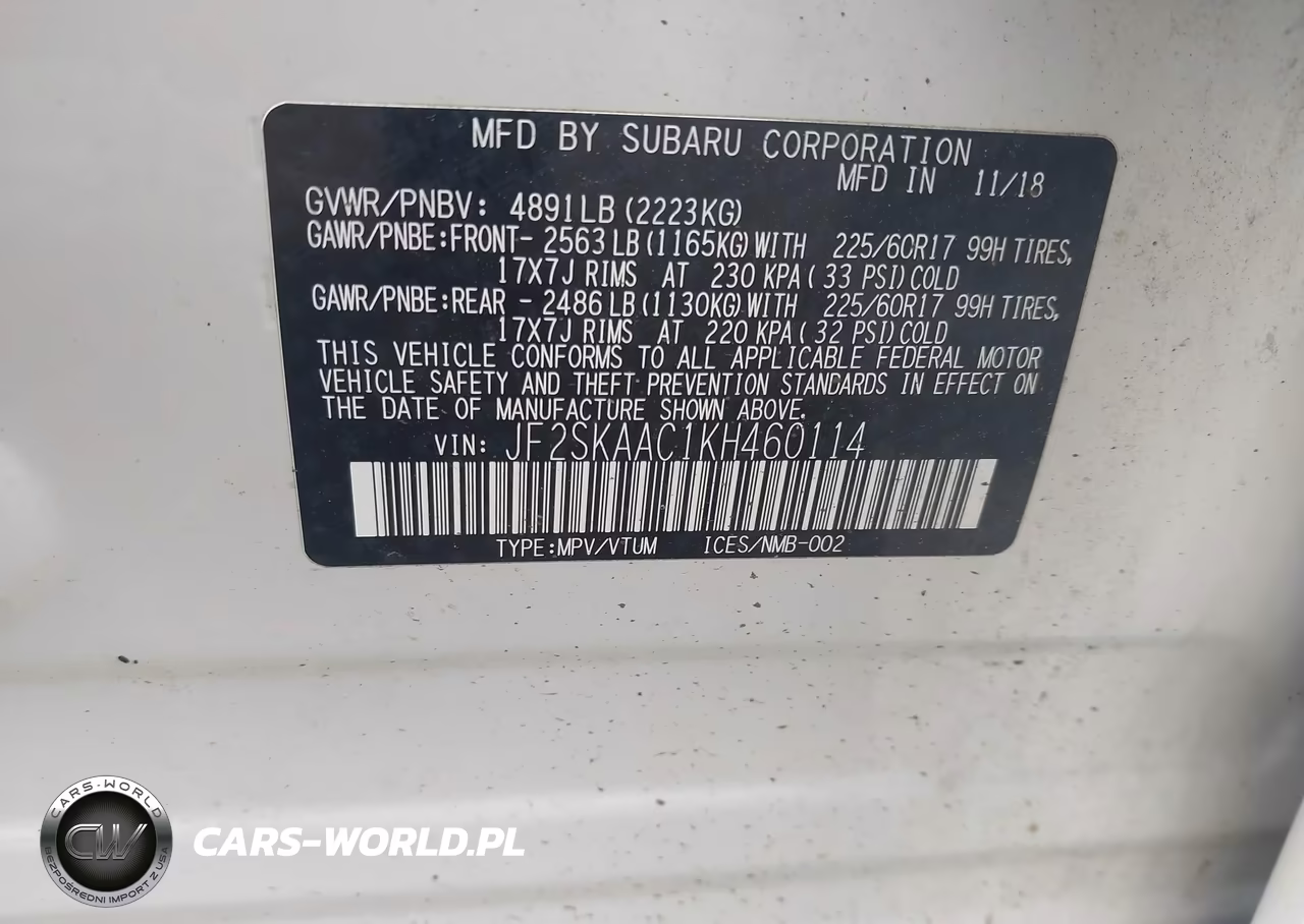 2019 Subaru Forester VIN:JF2SKAAC1KH460114 - 9