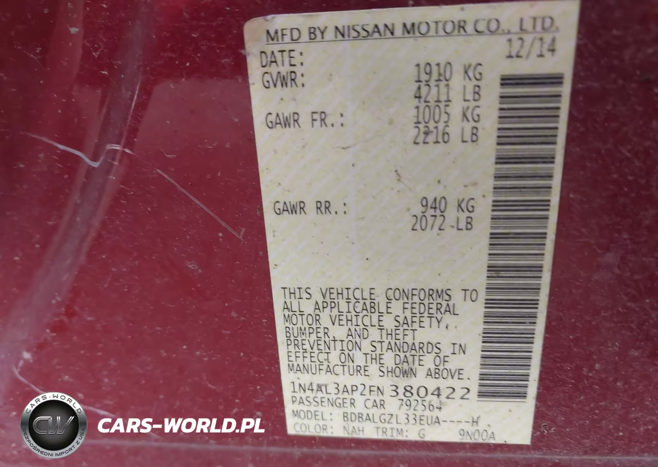 2015 Nissan Altima 2.5 S VIN:1N4AL3AP2FN380422 - 9