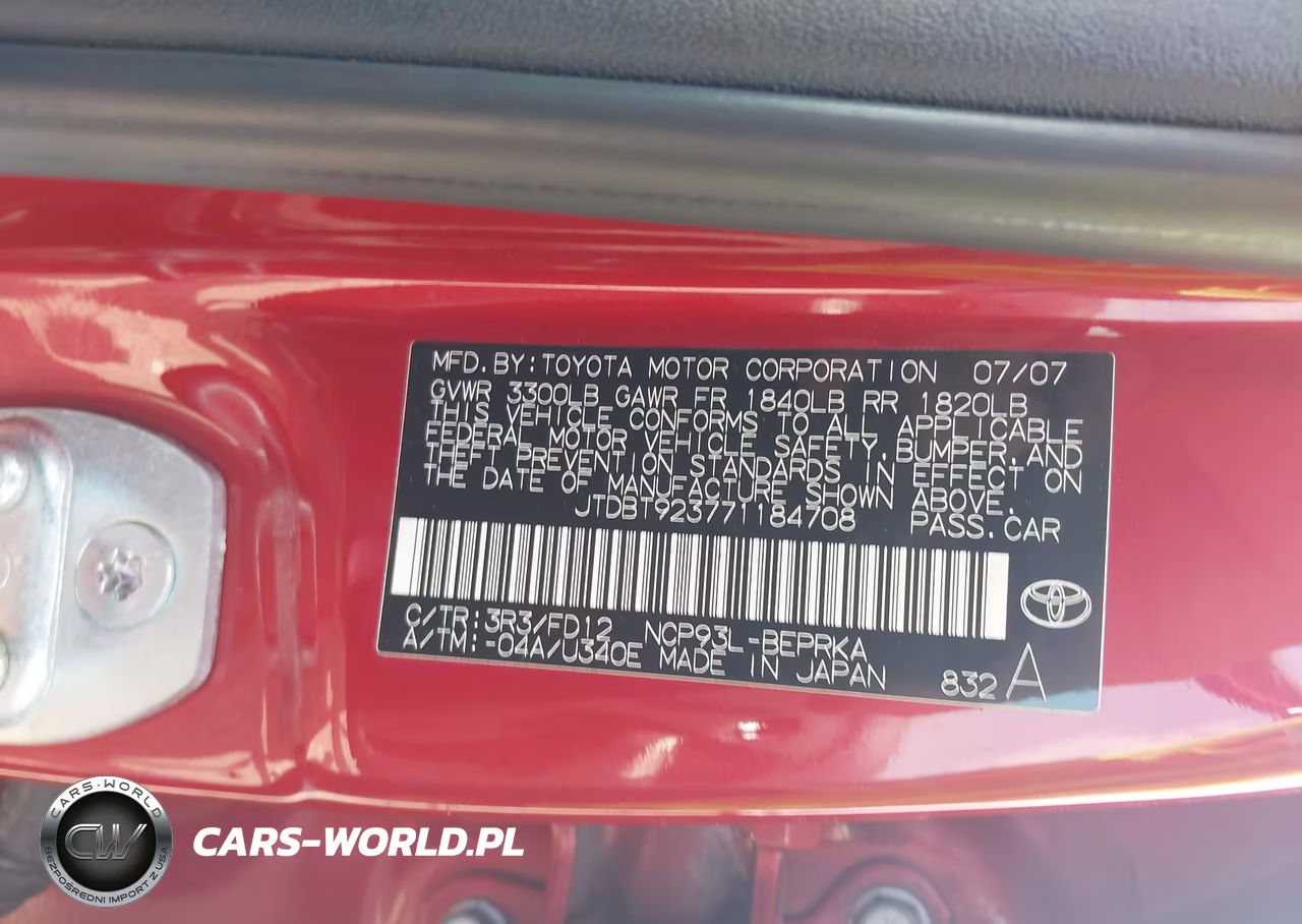 2007 Toyota Yaris VIN:JTDBT923771184708 - 9