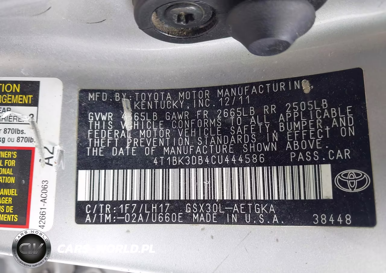 2012 Toyota Avalon VIN:4T1BK3DB4CU444586 - 9