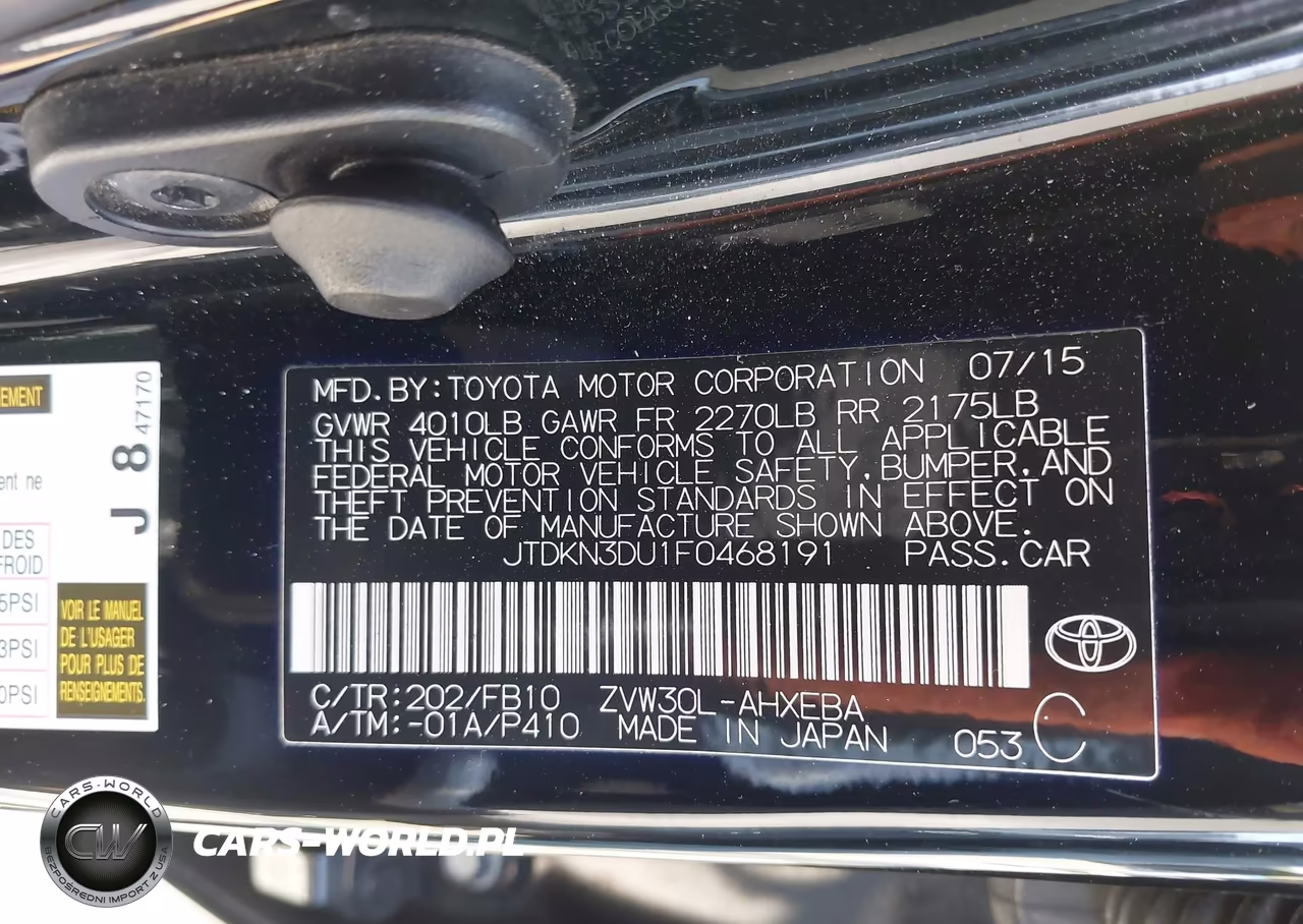 2015 Toyota Prius Two VIN:JTDKN3DU1F0468191 - 9