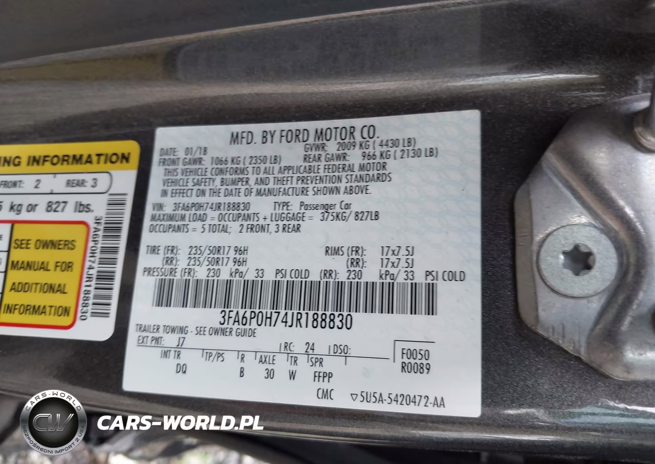 2018 Ford Fusion Se VIN:3FA6P0H74JR188830 - 9