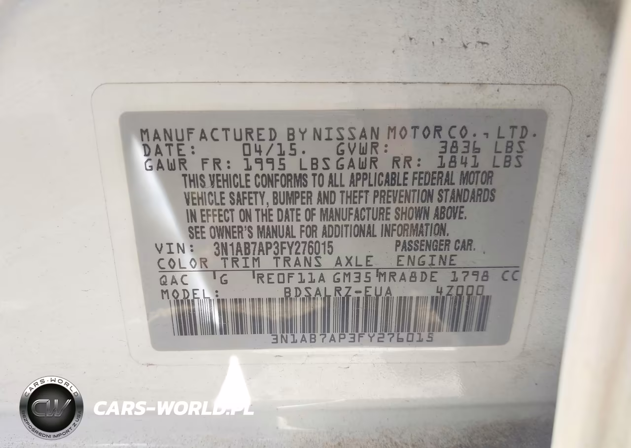 2015 Nissan Sentra Sr VIN:3N1AB7AP3FY276015 - 9