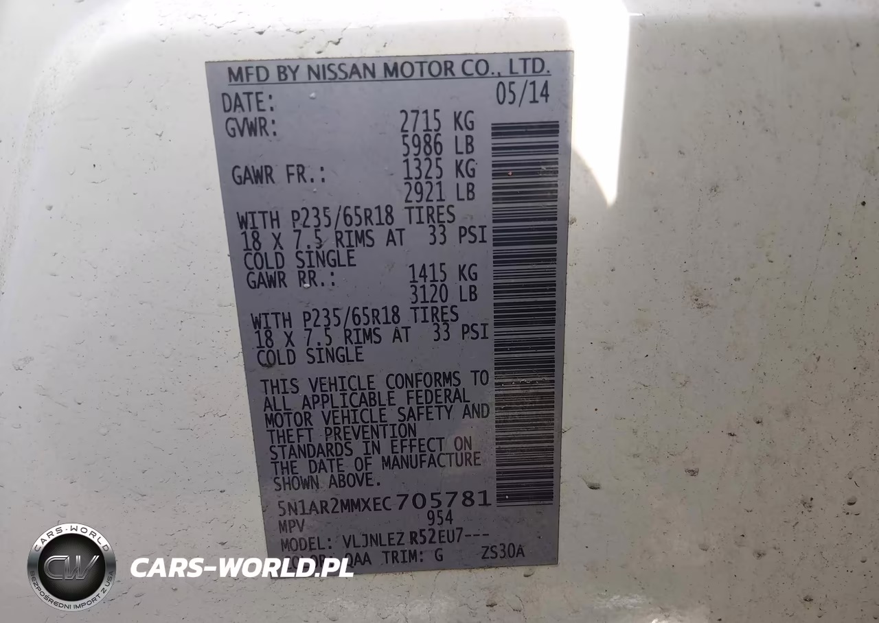 2014 Nissan Pathfinder Sv VIN:5N1AR2MMXEC705781 - 9