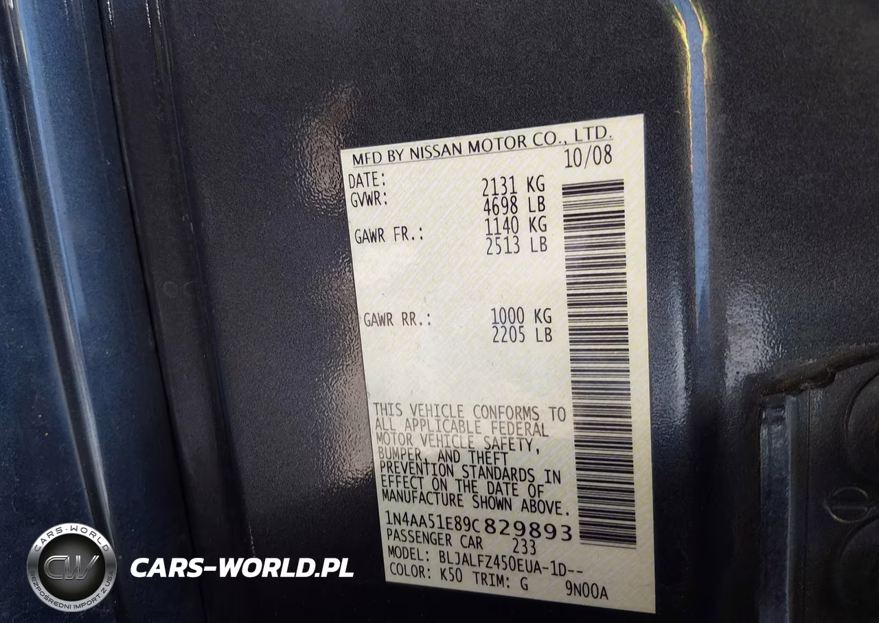 2009 Nissan Maxima 3.5 Sv VIN:1N4AA51E89C829893 - 9