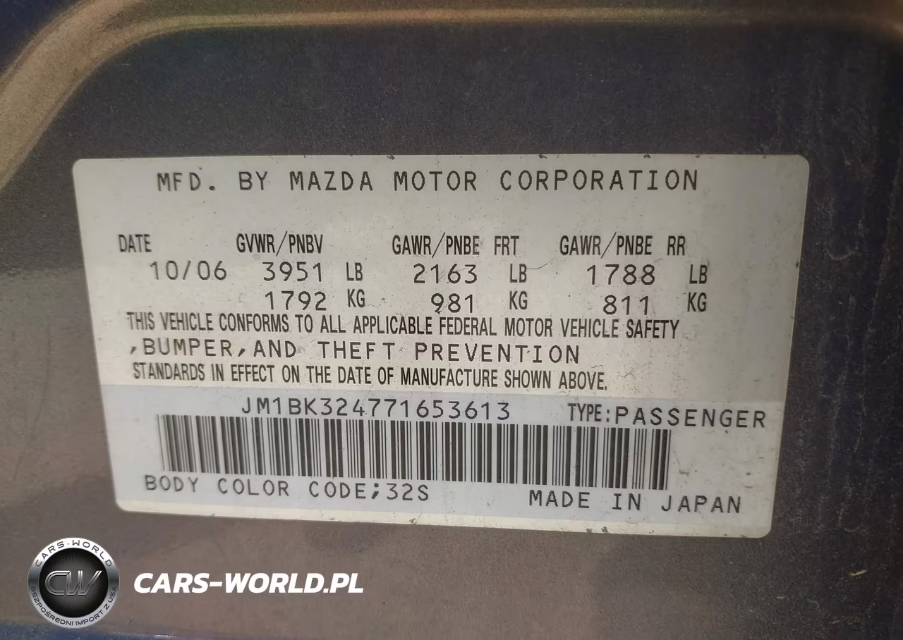 2007 Mazda Mazda3 S Sport VIN:JM1BK324771653613 - 9