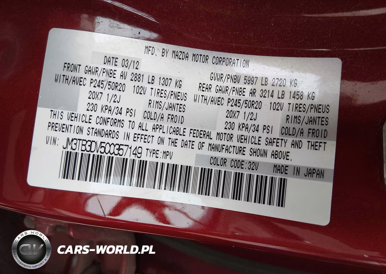 2012 Mazda Cx-9 Grand Touring VIN:JM3TB3DV5C0357149 - 9
