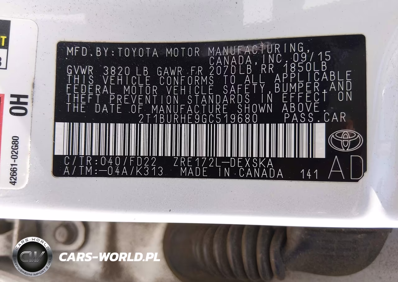 2016 Toyota Corolla S W-Special Edition Pkg VIN:2T1BURHE9GC519680 - 9