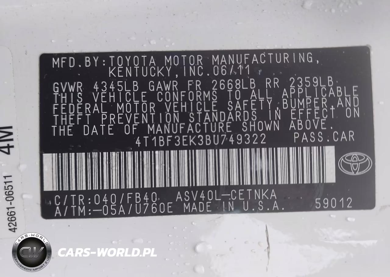 2011 Toyota Camry Le VIN:4T1BF3EK3BU749322 - 9