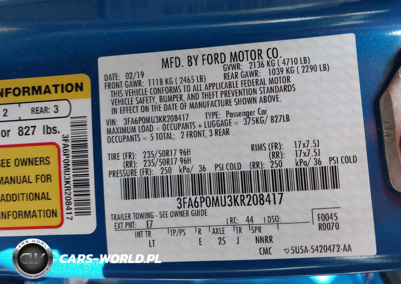 2019 Ford Fusion Hybrid Sel VIN:3FA6P0MU3KR208417 - 9