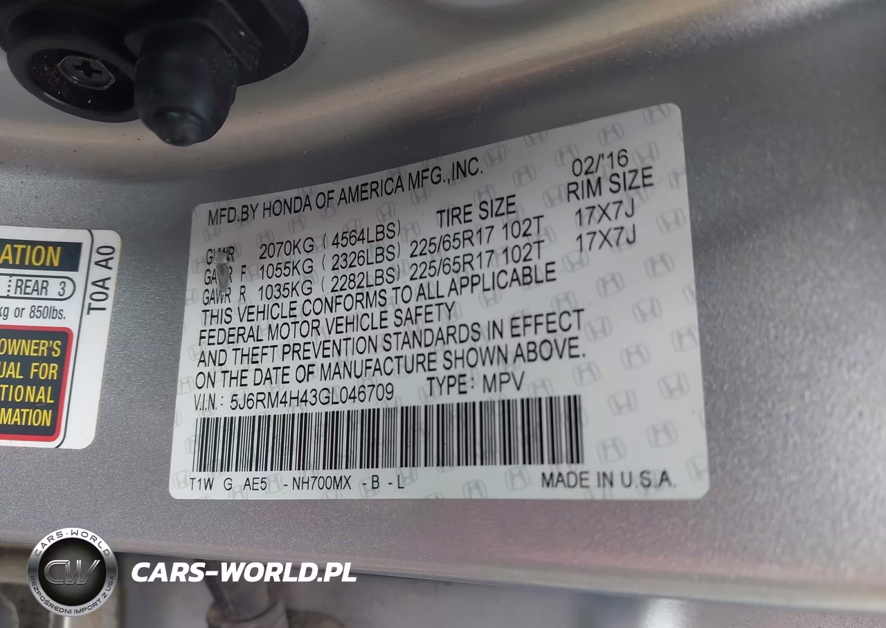 2016 Honda Cr-V Se VIN:5J6RM4H43GL046709 - 9