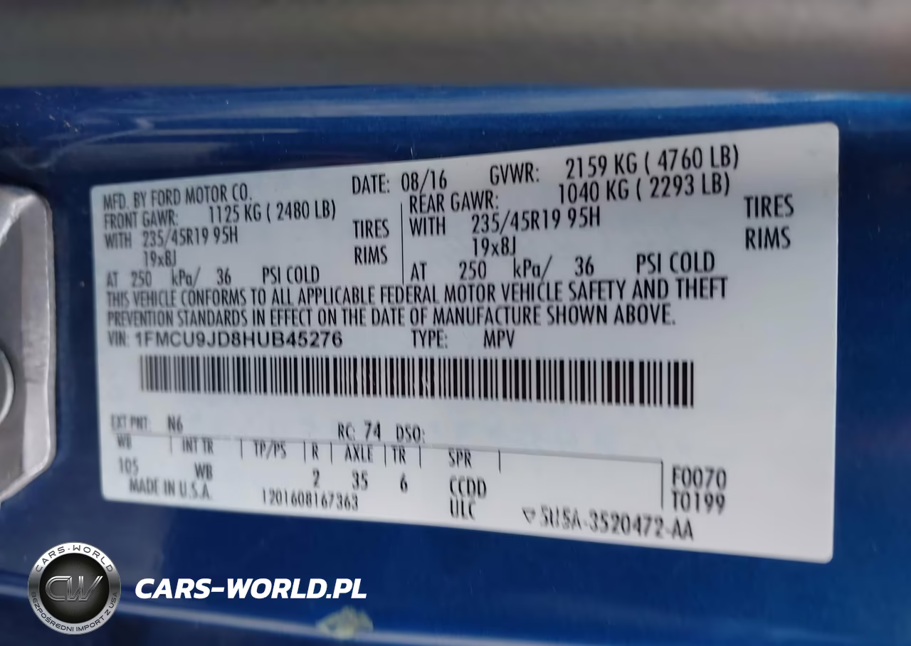 2017 Ford Escape Titanium VIN:1FMCU9JD8HUB45276 - 9
