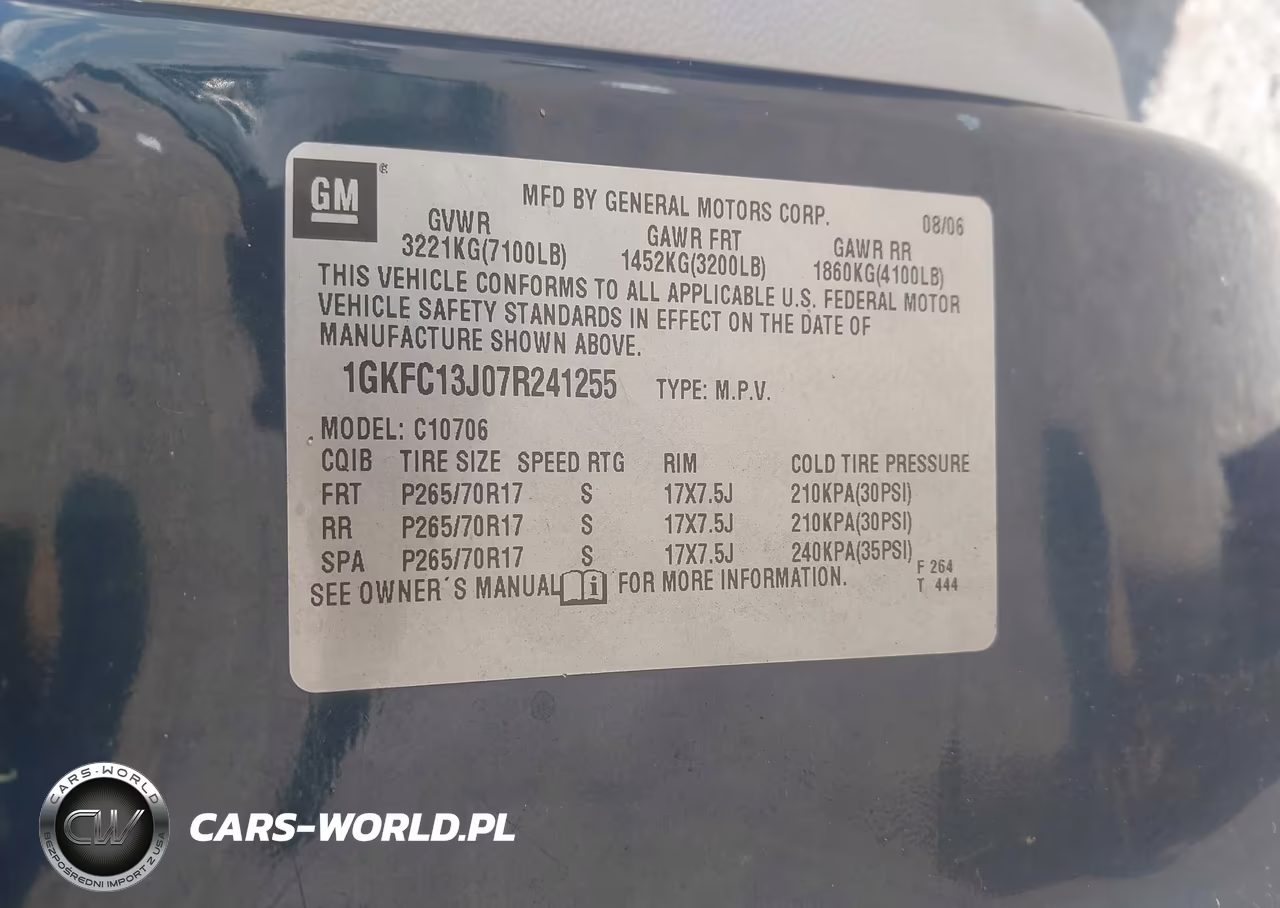 2007 GMC Yukon Commercial Fleet VIN:1GKFC13J07R241255 - 9