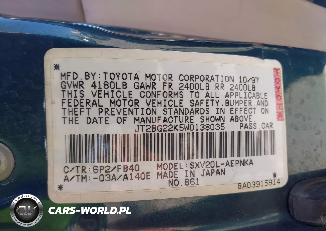 1998 Toyota Camry Le VIN:JT2BG22K5W0138035 - 9