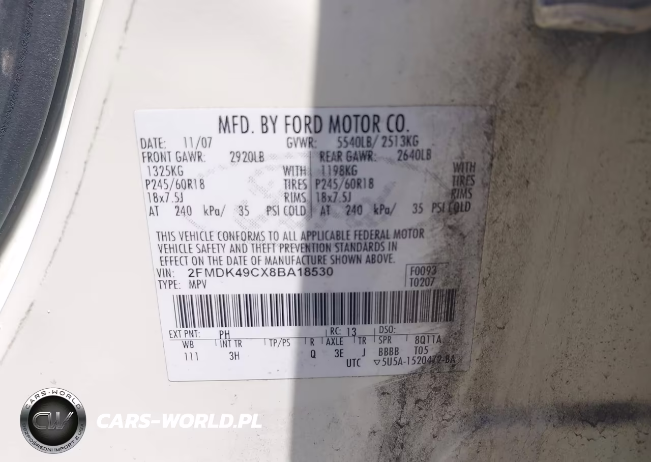 2008 Ford Edge Limited VIN:2FMDK49CX8BA18530 - 9