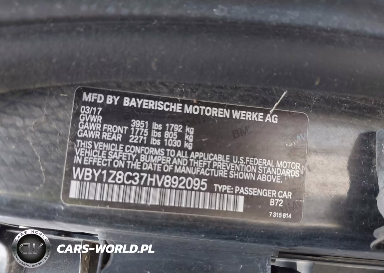 2017 BMW I3 94 Ah W-Range Extender VIN:WBY1Z8C37HV892095 - 9