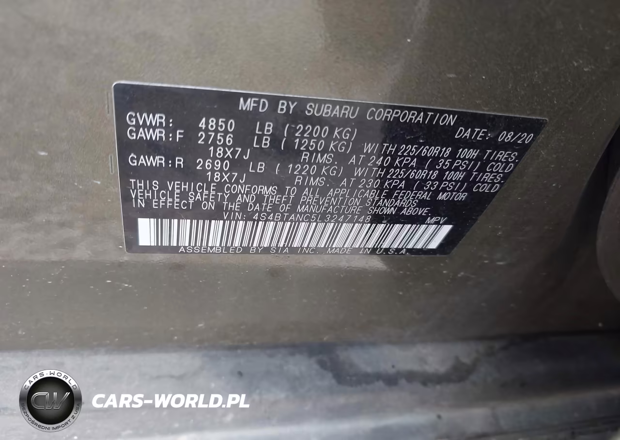 2020 Subaru Outback Limited VIN:4S4BTANC5L3247148 - 9