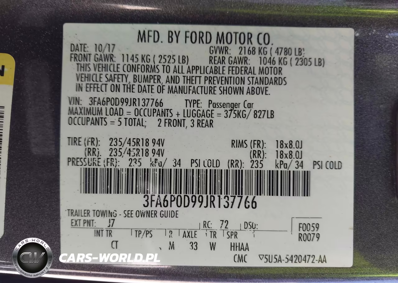 2018 Ford Fusion Titanium VIN:3FA6P0D99JR137766 - 9