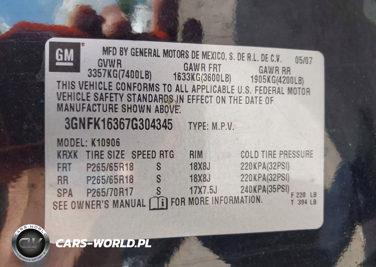 2007 Chevrolet Suburban Lt VIN:3GNFK16367G304345 - 9