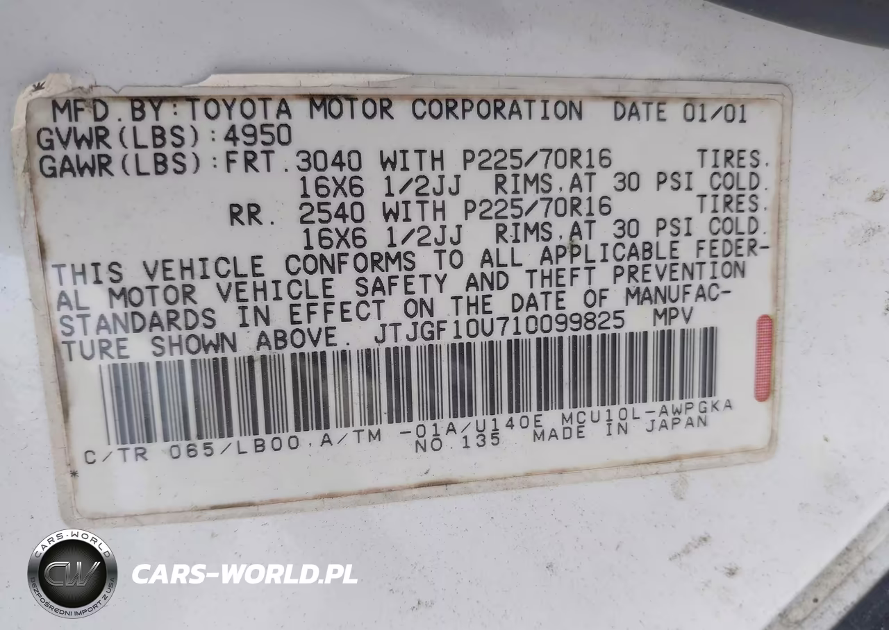 2001 Lexus Rx 300 VIN:JTJGF10U710099825 - 9