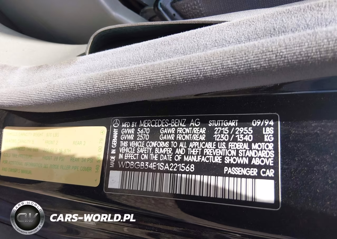 1995 Mercedes-Benz S 350D VIN:WDBGB34E1SA221568 - 9