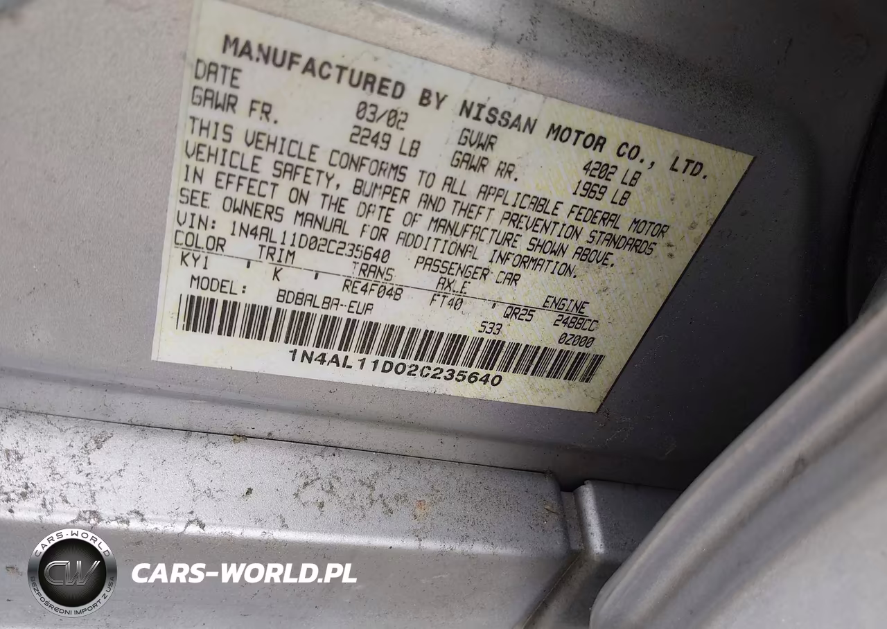 2002 Nissan Altima 2.5 S VIN:1N4AL11D02C235640 - 9