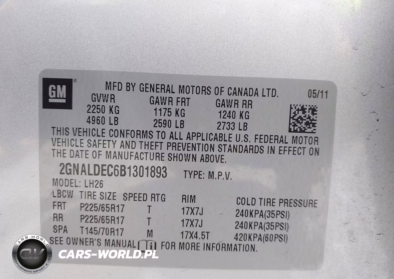2011 Chevrolet Equinox 1Lt VIN:2GNALDEC6B1301893 - 9