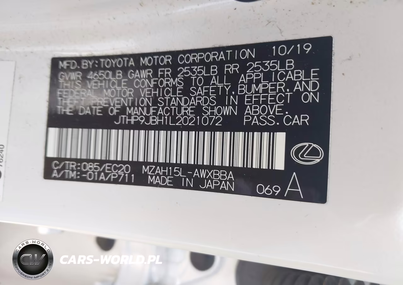 2020 Lexus Ux 250H VIN:JTHP9JBH1L2021072 - 9