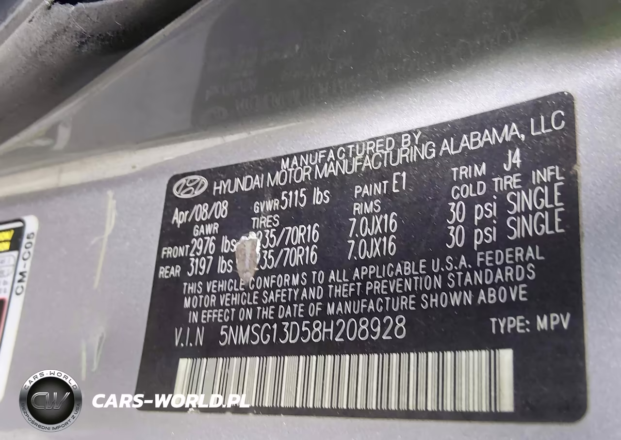 2008 Hyundai Santa Fe Gls VIN:5NMSG13D58H208928 - 9